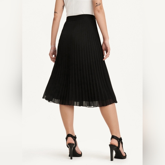 DKNY Pull On Pleated Midi Skirt | M | Black - Picture 2 of 8